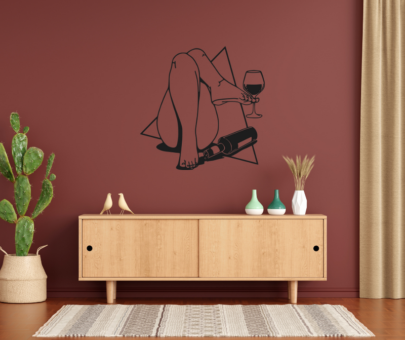 Décoration Murale Femme et verre de vin