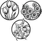 Décoration Murale Triptyque Fleurs 02