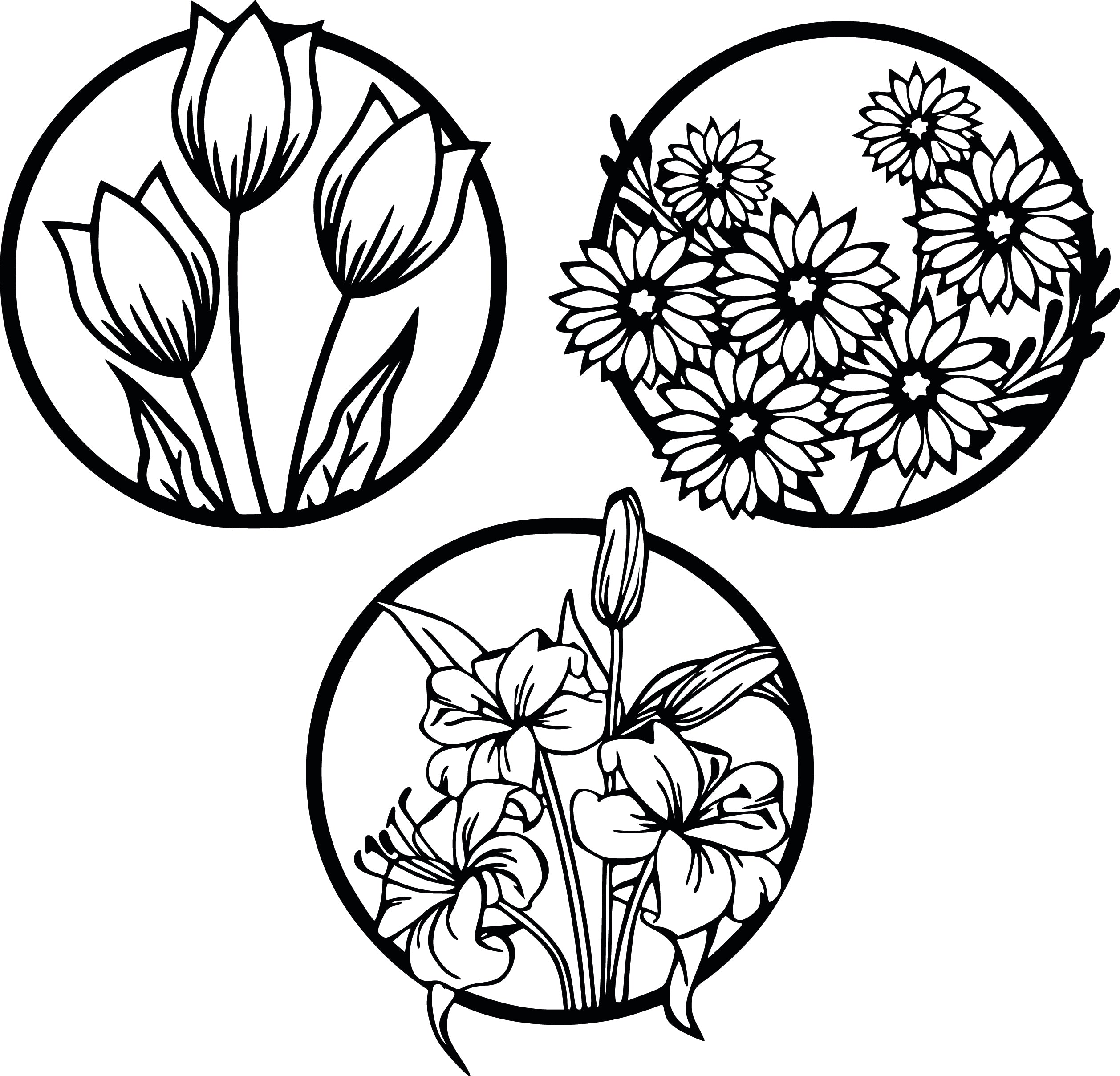 Décoration Murale Triptyque Fleurs 02